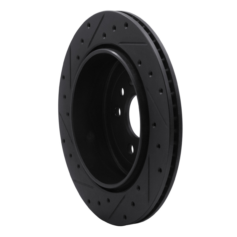 Land Rover LR2 Brake Rotor (1) - Rear Right - R1 Concepts - Drilled & Slotted - Black - `08-`12